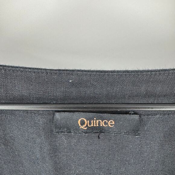 Quince Black 100% European Linen Maternity Midi Dress XL Puff Sleeve - Picture 3 of 10